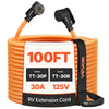 VEVOR 30 Amp 100 Feet RV Extension Cord, 125V 2500W, Heavy Duty 10/3 Gauge STW RV Power Cord, NEMA TT-30P to NEMA TT-30R, with Power Indicator, Cord Organizer, 15A Adapter, for Camper Travel Trailer