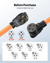 VEVOR 50 Amp 100 Feet RV Extension Cord, 125V/250V, Heavy Duty 6/3 + 8/1 Gauge STW RV Power Cord, NEMA 14-50P to NEMA 14-50R, with Power Indicator, Cord Organizer, 15A Adapter, for Camper Trailer