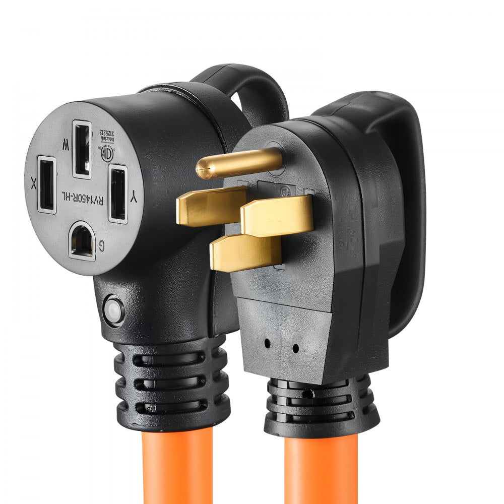 VEVOR 50 Amp 75 Feet RV Extension Cord, 125V/250V 7500W, Heavy Duty 6/3 + 8/1 Gauge STW RV Power Cord, NEMA 14-50P to NEMA 14-50R, with Power Indicator, Cord Organizer, 15A Adapter, for Camper Trailer