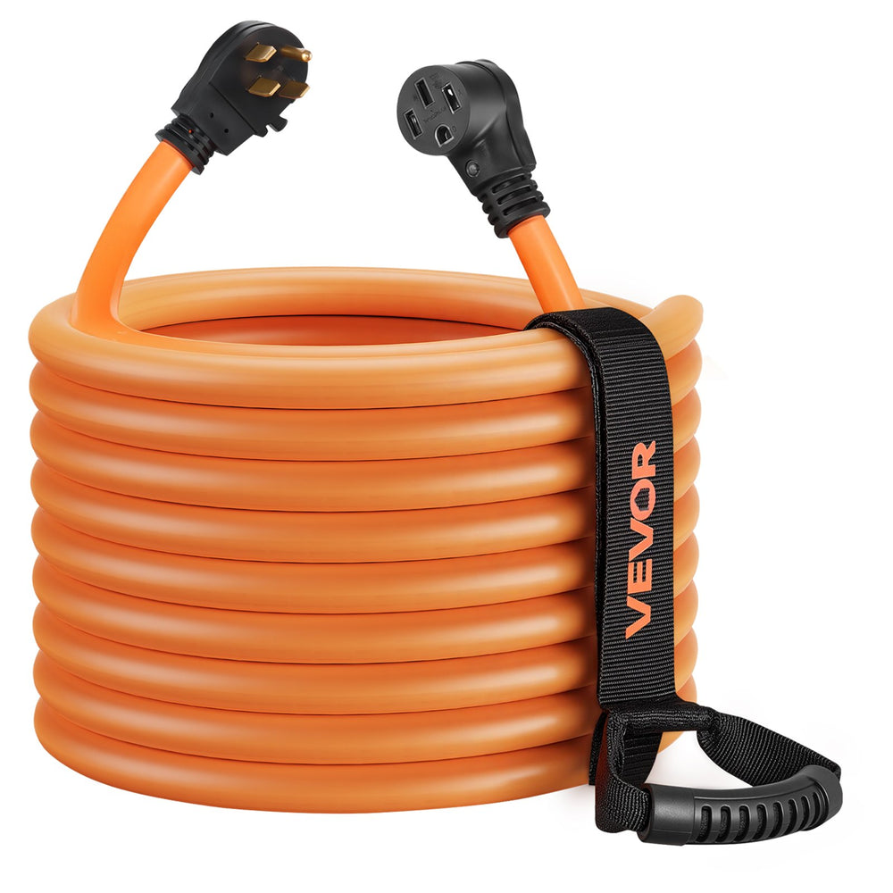 VEVOR 50 Amp 75 Feet RV Extension Cord, 125V/250V 7500W, Heavy Duty 6/3 + 8/1 Gauge STW RV Power Cord, NEMA 14-50P to NEMA 14-50R, with Power Indicator, Cord Organizer, 15A Adapter, for Camper Trailer