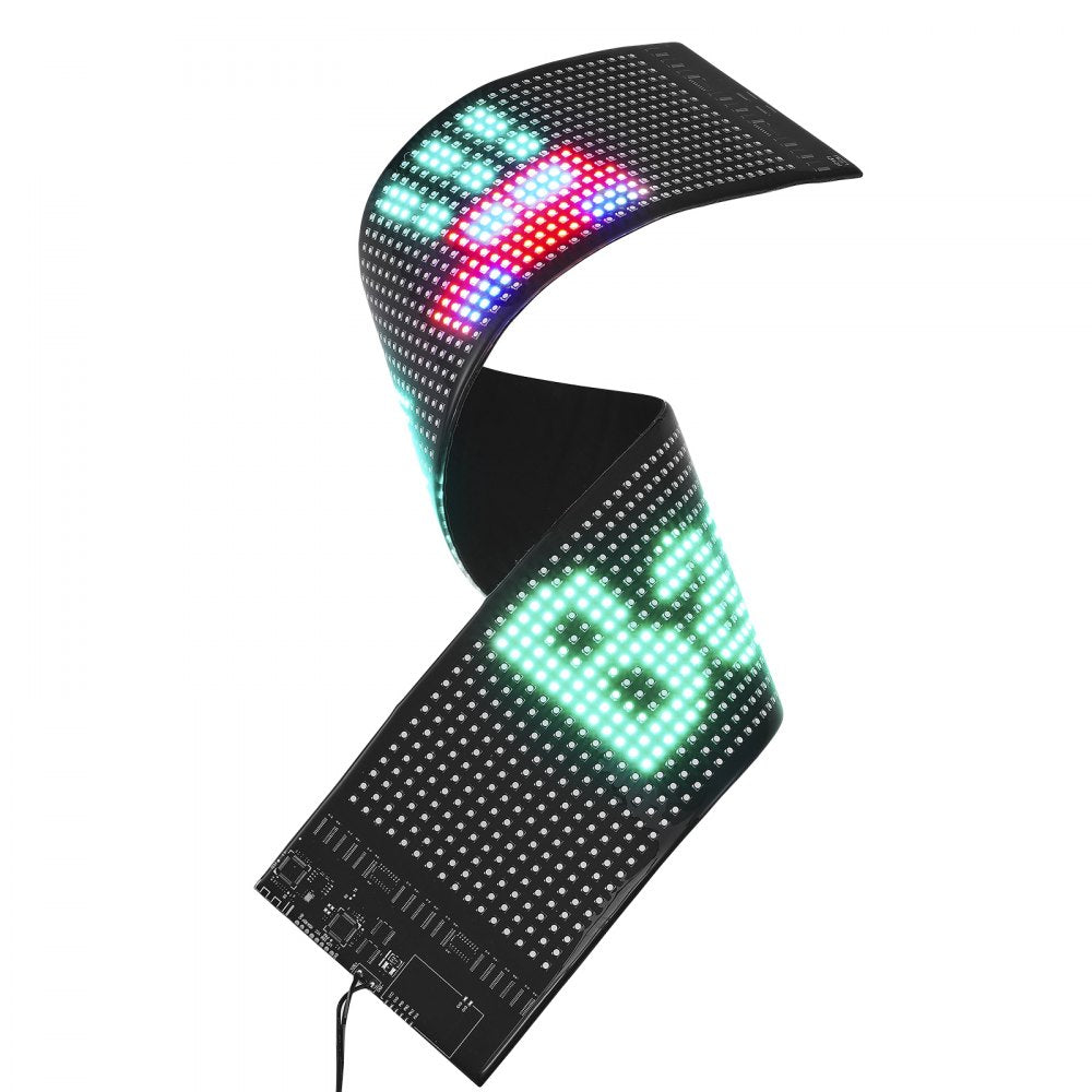 VEVOR Programmable LED Sign, P6 Full Color LED Scrolling Panel, DIY Custom Text Animation Pattern Display Board, Bluetooth APP Control Message Shop Sign for Store Business Car Advertising, 27"x5"