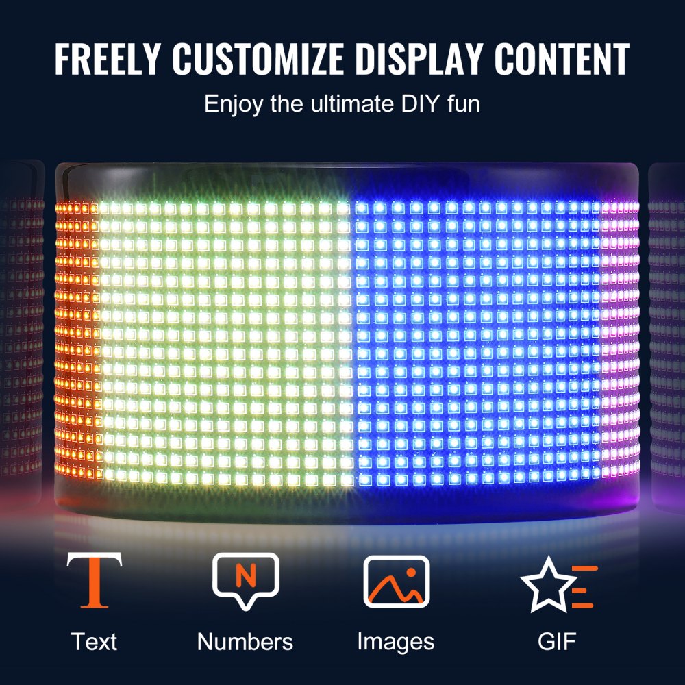 VEVOR Programmable LED Sign, P5 Full Color LED Scrolling Panel, DIY Custom Text Animation Pattern Display Board, Bluetooth APP Control Message Shop Sign for Store Business Car Advertising, 32.9"x8"