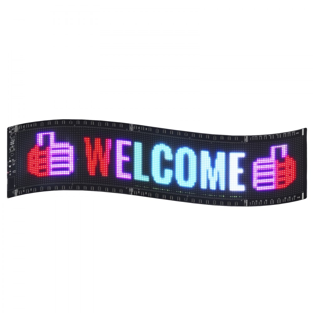 VEVOR Programmable LED Sign, P5 Full Color LED Scrolling Panel, DIY Custom Text Animation Pattern Display Board, Bluetooth APP Control Message Shop Sign for Store Business Car Advertising, 32.9"x8"