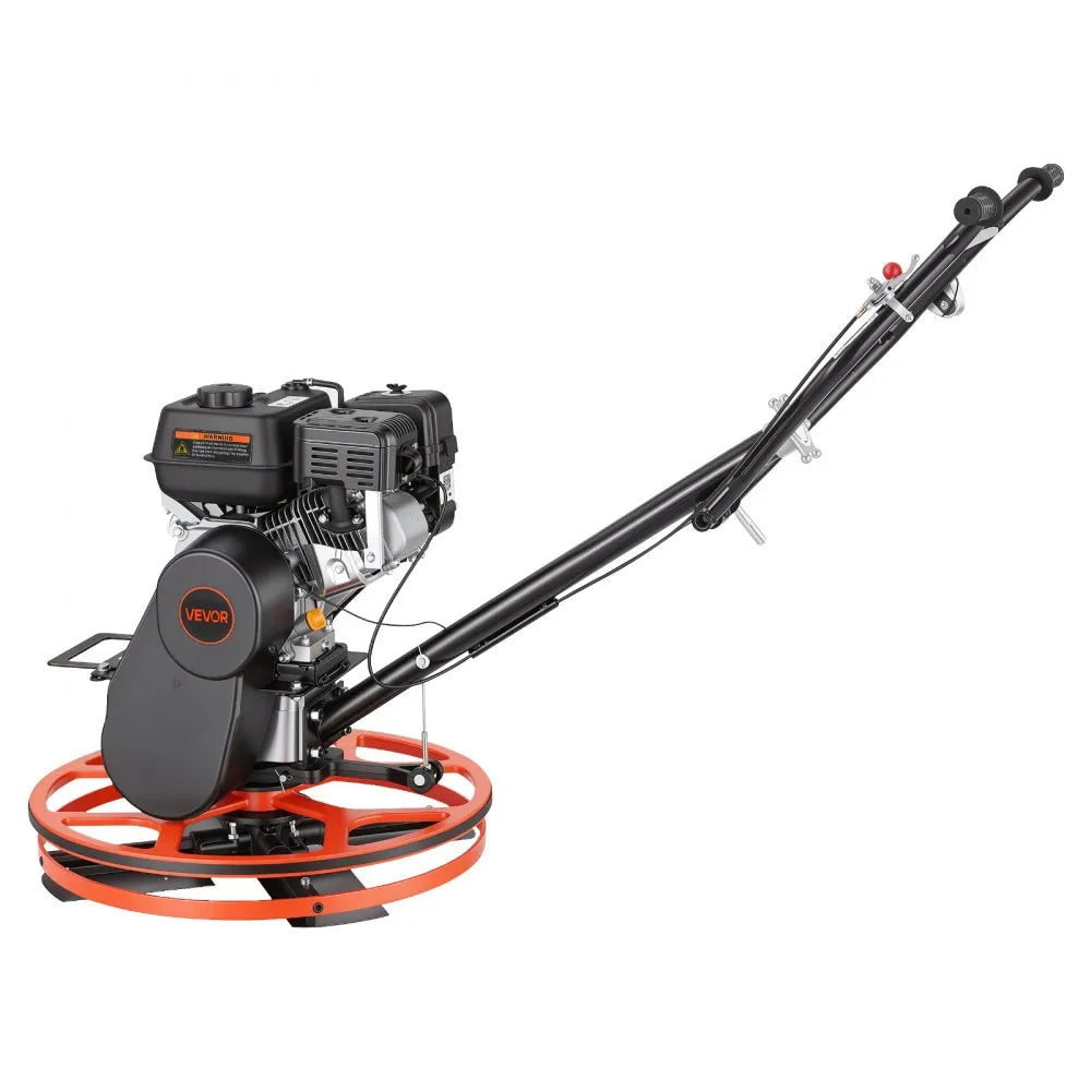 VEVOR Power Trowel, 24 inch Concrete Finishing Machine with Float Pan, 5.5HP Engine, 4 Blades, Adjustable Pitch, Gas-Powered Walk-Behind Cement Surface Finisher for Smooth Floors, Construction Use