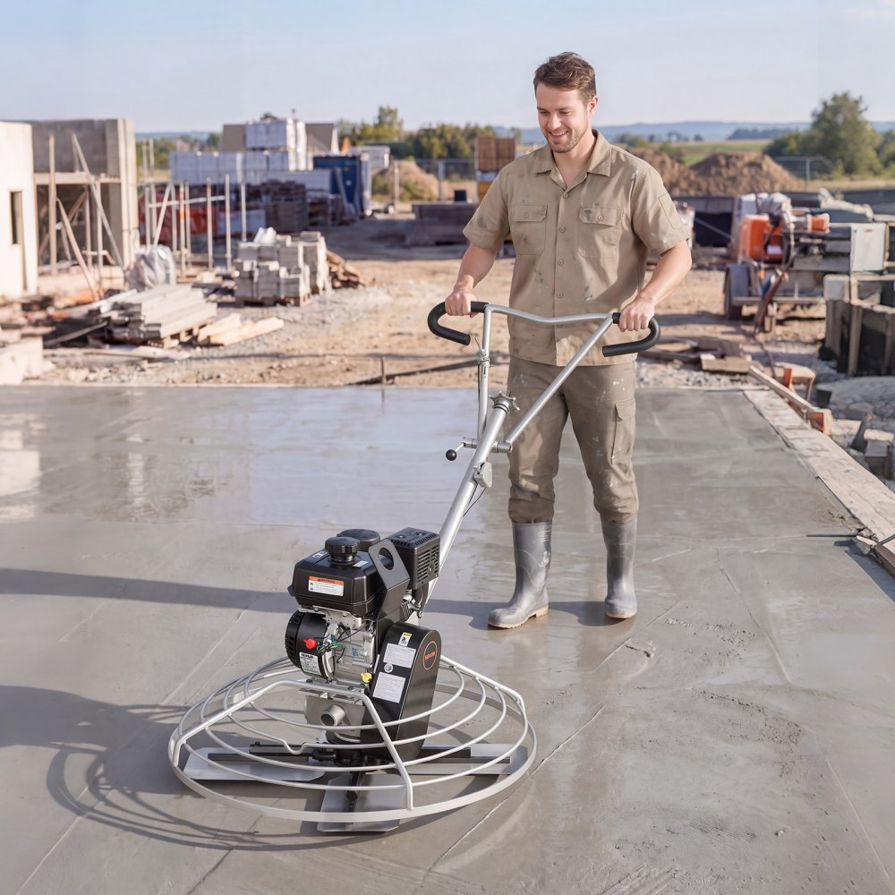 VEVOR Power Trowel, 38 inch Concrete Finishing Machine with Float Pan, 7HP Kohler Engine, 4 Blades, Adjustable Pitch, Gas-Powered Walk-Behind Cement Surface Finisher for Smooth Floors, Construction