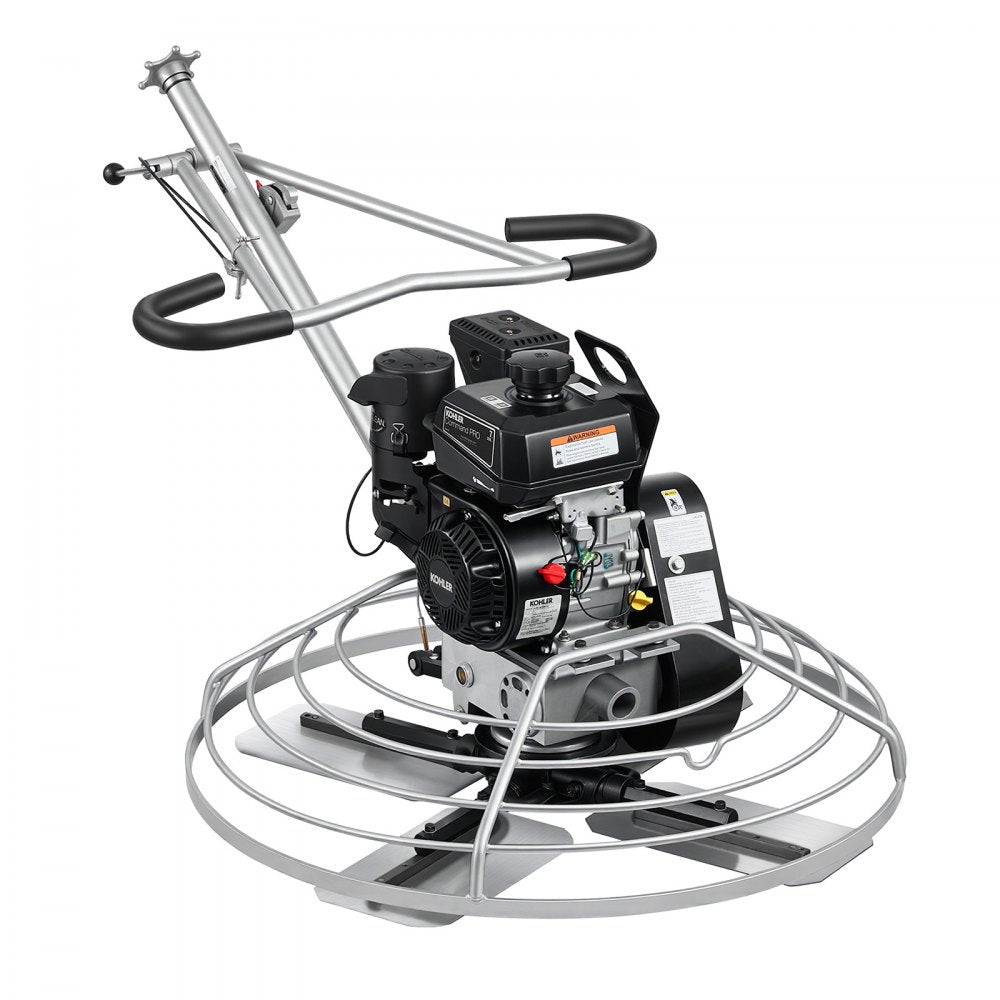 VEVOR Power Trowel, 38 inch Concrete Finishing Machine with Float Pan, 7HP Kohler Engine, 4 Blades, Adjustable Pitch, Gas-Powered Walk-Behind Cement Surface Finisher for Smooth Floors, Construction