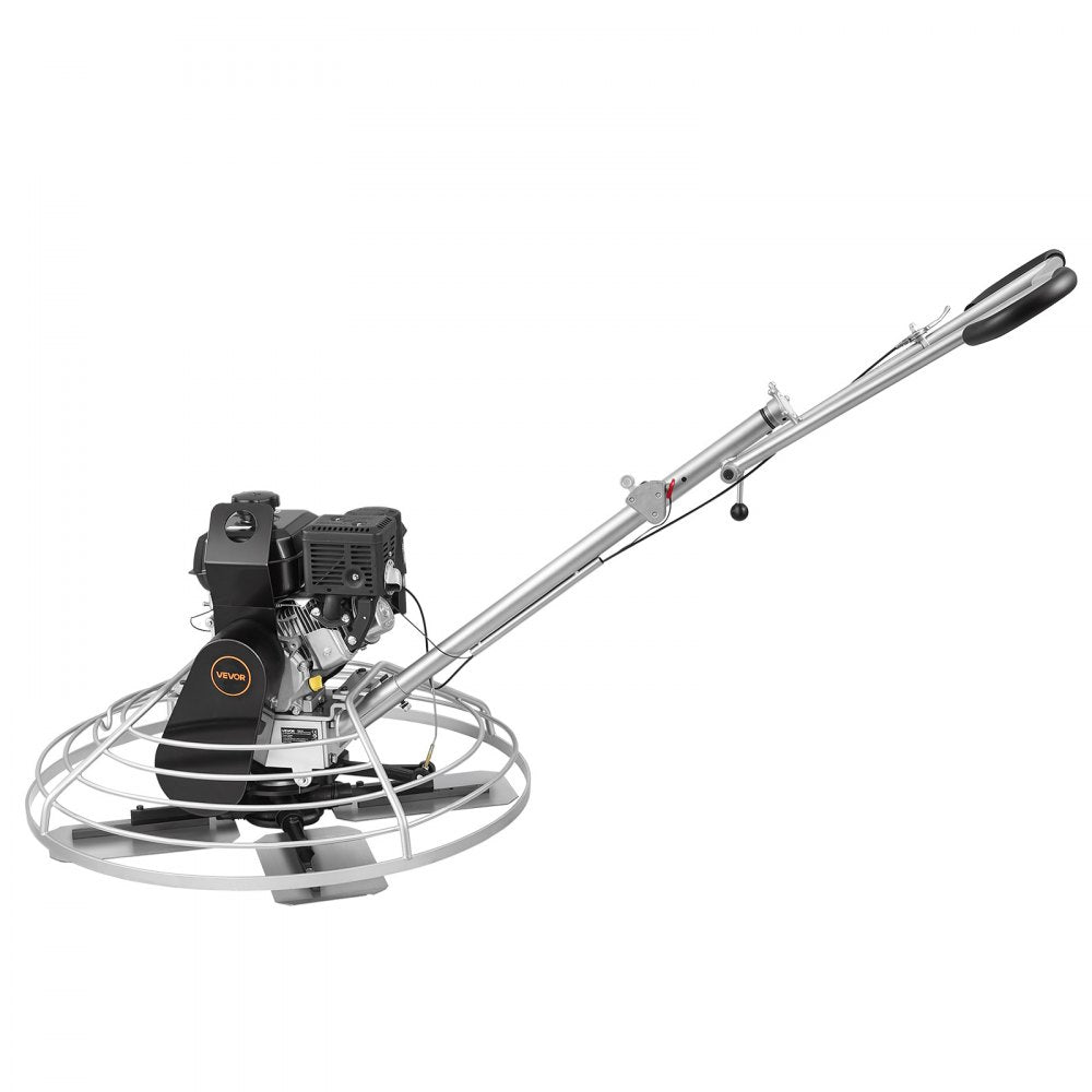 VEVOR Power Trowel, 38 inch Concrete Finishing Machine with Float Pan, 7HP Kohler Engine, 4 Blades, Adjustable Pitch, Gas-Powered Walk-Behind Cement Surface Finisher for Smooth Floors, Construction