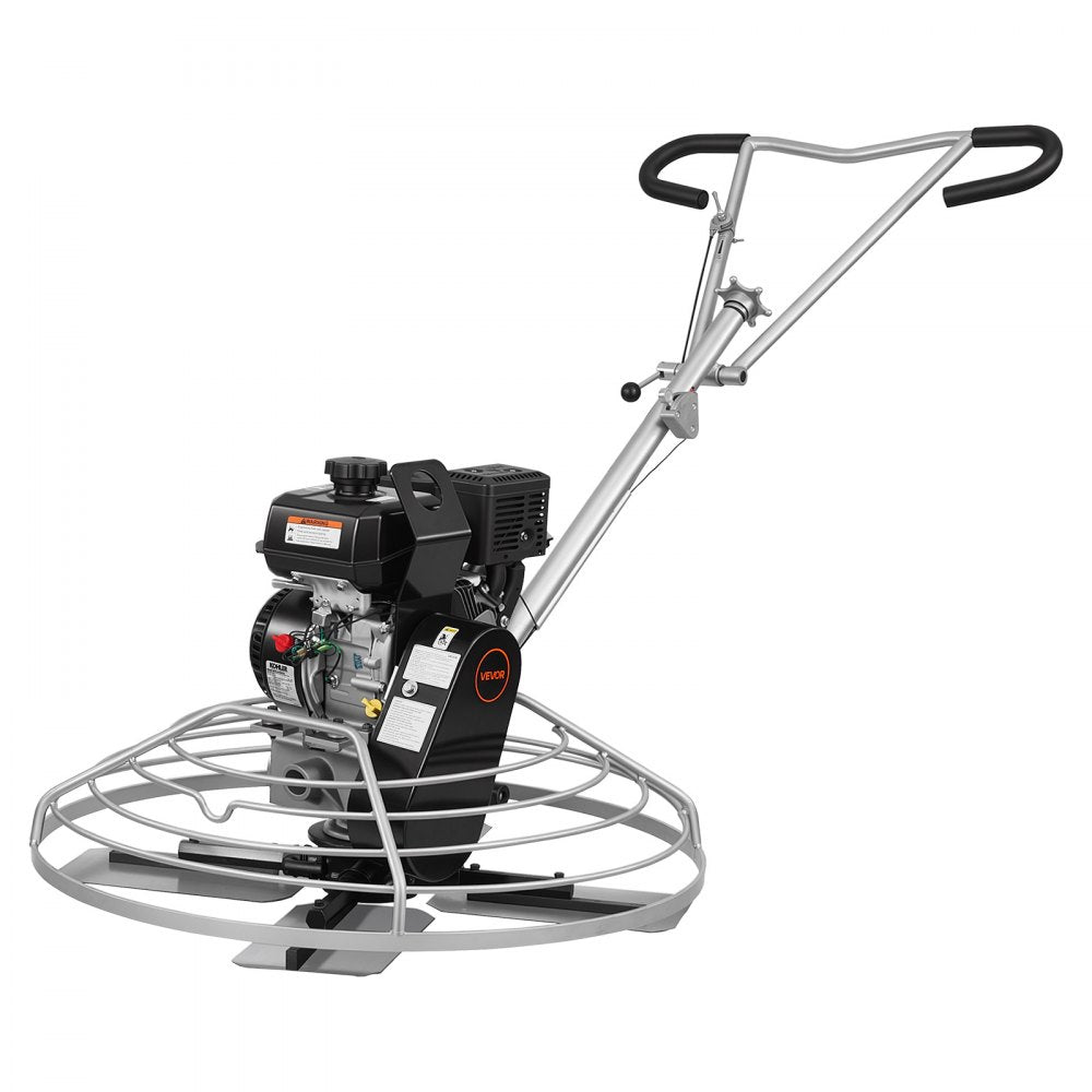 VEVOR Power Trowel, 38 inch Concrete Finishing Machine with Float Pan, 7HP Kohler Engine, 4 Blades, Adjustable Pitch, Gas-Powered Walk-Behind Cement Surface Finisher for Smooth Floors, Construction