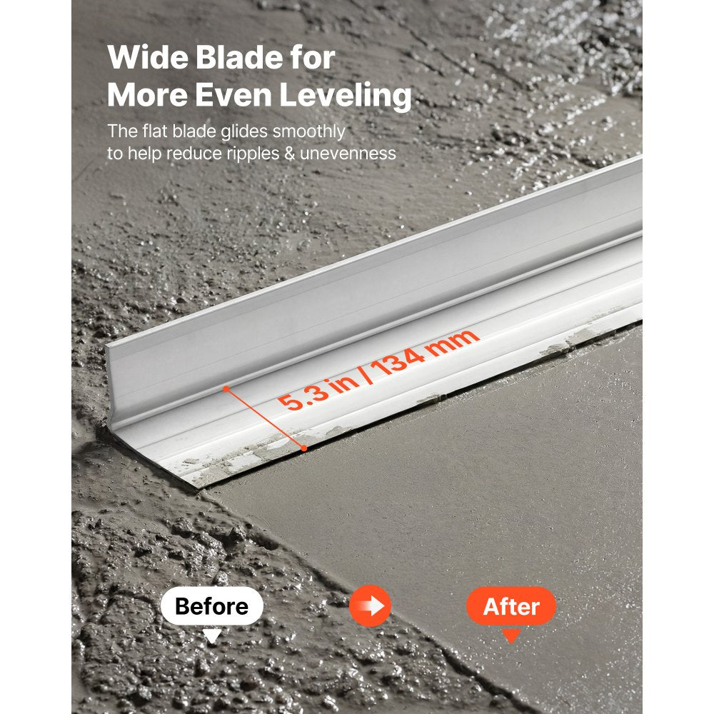 VEVOR Concrete Screed Blade 10 ft Length Aluminum Alloy Board Leveling Tool, 5.3 in Wide Straight Edge, Wide Coverage, Replacement Surface Leveler for Driveway, Patio, Sidewalk, Garage Floor Finishing