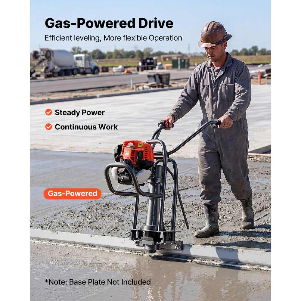 VEVOR Concrete Power Screed Gas-Powered Leveling Machine 1.16HP Engine, 4 Stroke Vibrating Screed, Flexible Shaft Drive, Adjustable Handle, Support Legs for Patio, Driveway, Floor Finishing, Jobsite