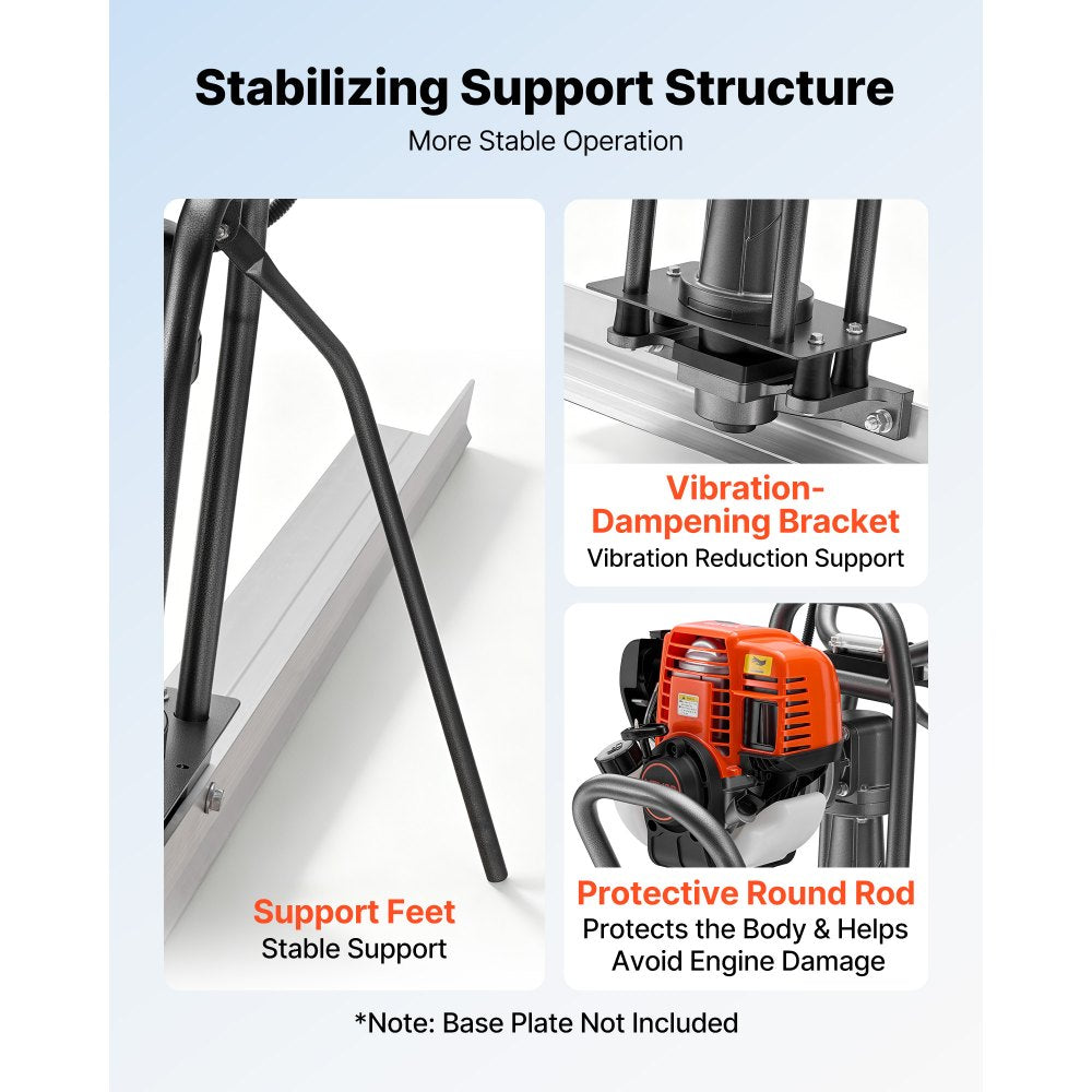 VEVOR Concrete Power Screed Gas-Powered Leveling Machine 1.16HP Engine, 4 Stroke Vibrating Screed, Flexible Shaft Drive, Adjustable Handle, Support Legs for Patio, Driveway, Floor Finishing, Jobsite