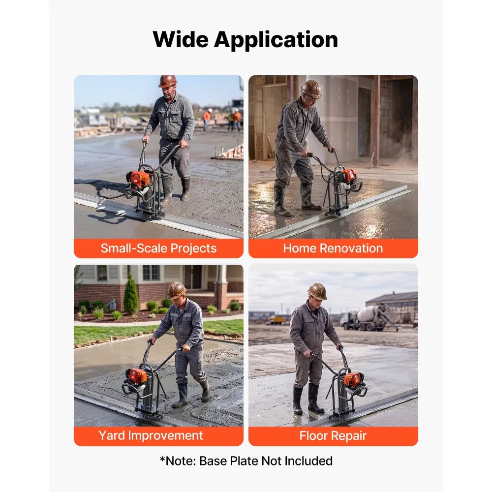 VEVOR Concrete Power Screed Gas-Powered Leveling Machine 1.16HP Engine, 4 Stroke Vibrating Screed, Flexible Shaft Drive, Adjustable Handle, Support Legs for Patio, Driveway, Floor Finishing, Jobsite