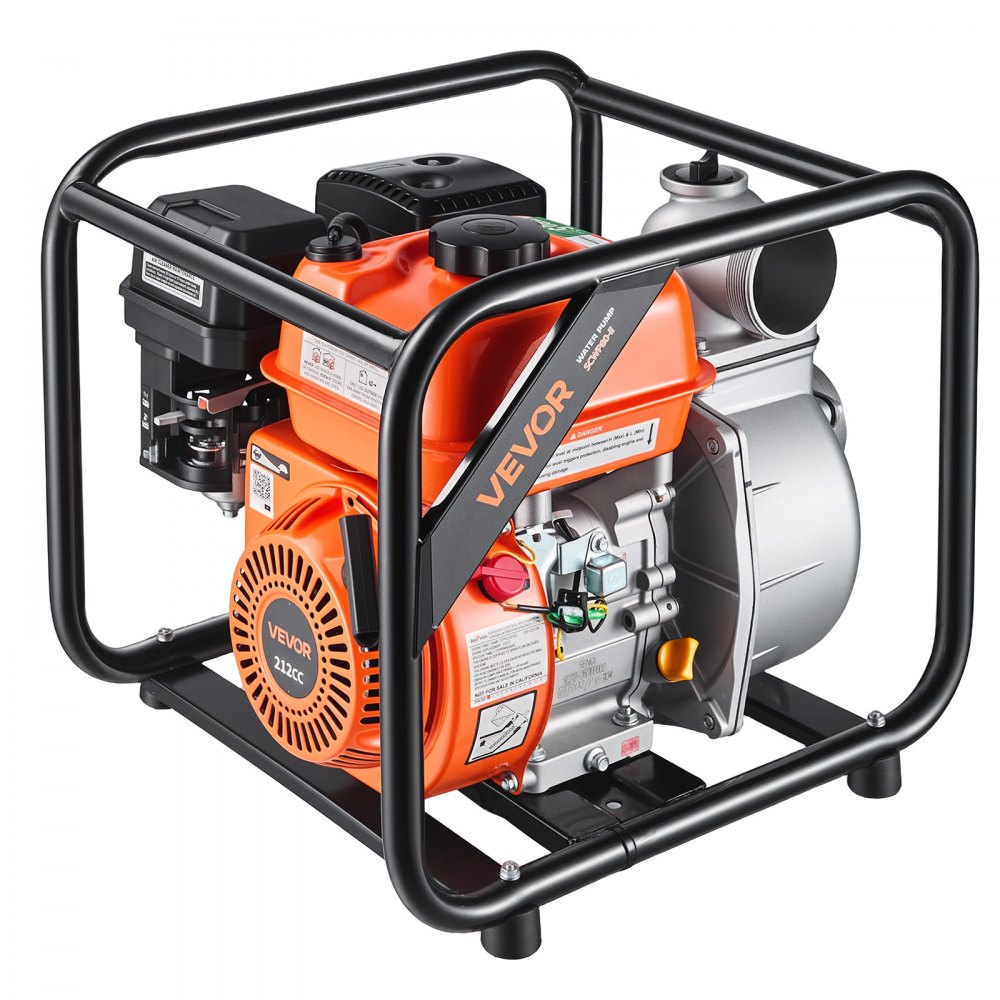 VEVOR Gas Powered Water Pump, 3 in, 264 GPM 7HP Semi Trash Water Transfer Pump Portable, Gasoline Engine with 25 ft Discharge Hose, Heavy Duty Frame, Cast Iron Impeller, for Irrigation, Ponds, Pools