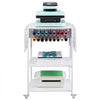 VEVOR Heat Press Table, 3 Tier Movable Heat Press Stand, Foldable Heat Transfer Machine Stand with Wheels and Vinyl Roll Holder, Rolling Metal Workbench for Sublimation Transfer Machine, White