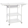 VEVOR Heat Press Table, 3 Tier Movable Heat Press Stand, Foldable Heat Transfer Machine Stand with Wheels and Vinyl Roll Holder, Rolling Metal Workbench for Sublimation Transfer Machine, White