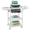 VEVOR Heat Press Table, 3 Tier Movable Heat Press Stand, Foldable Heat Transfer Machine Stand with Wheels and Vinyl Roll Holder, Rolling Metal Workbench for Sublimation Transfer Machine, White