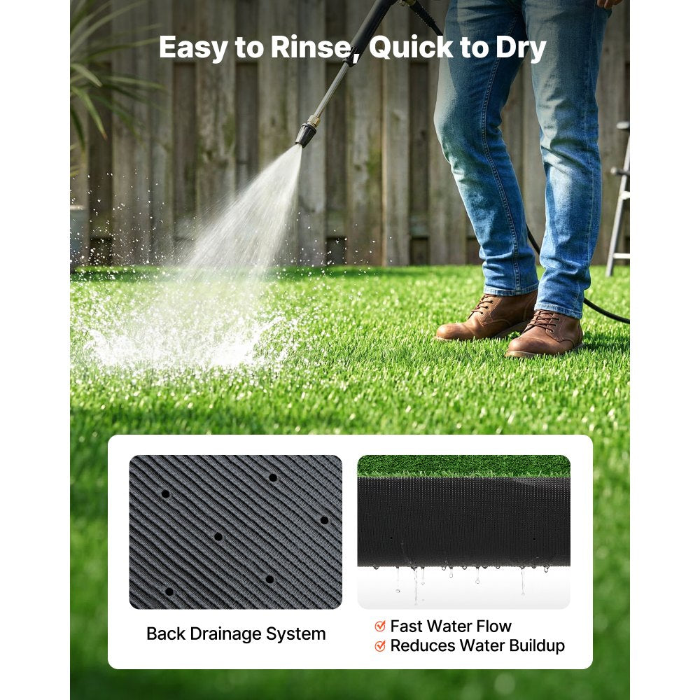 VEVOR Artificial Grass, 12 x 7 ft Fake Grass Turf Rug, 0.6 in Pile Height Realistic Synthetic Lawn Carpet Roll Mat, Easy Clean Drainage Holes for Patio, Garden, Balcony, Outdoor Indoor Decor, Green