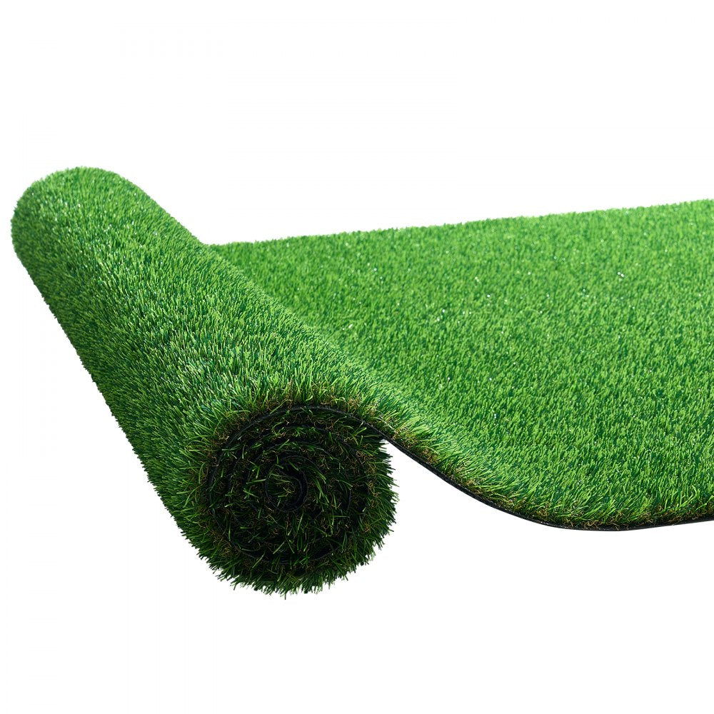 VEVOR Artificial Grass, 15 x 7 ft Fake Grass Turf Rug, 1.38 in Pile Height Realistic Synthetic Lawn Carpet Roll Mat, Easy Clean Drainage Holes for Patio, Garden, Balcony, Outdoor Indoor Decor, Green