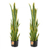 VEVOR Artificial Snake Plant, 3FT 2 PCS in Fake Snake Plants with White Pot, for Home, Garden, Office, Porch, Indoor & Outdoor Decor, Realistic Texture Faux Sansevieria, Premium HDPE, Sun-Resistant