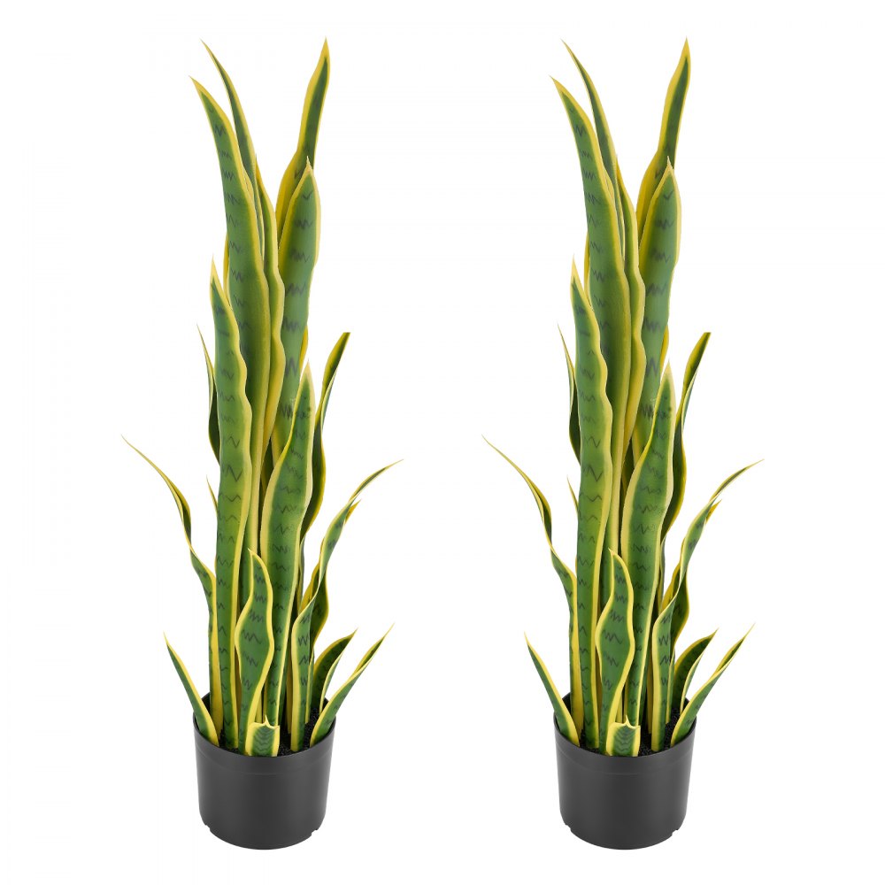 VEVOR Artificial Snake Plant, 3FT 2 PCS in Fake Snake Plants with White Pot, for Home, Garden, Office, Porch, Indoor & Outdoor Decor, Realistic Texture Faux Sansevieria, Premium HDPE, Sun-Resistant