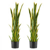 VEVOR Artificial Snake Plant, 3FT 2 PCS in Fake Snake Plants with White Pot, for Home, Garden, Office, Porch, Indoor & Outdoor Decor, Realistic Texture Faux Sansevieria, Premium HDPE, Sun-Resistant