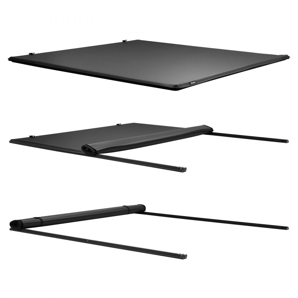 VEVOR Soft Roll-Up Truck Bed Tonneau Cover, Compatible with 2014-2018 Chevy Silverado/GMC Sierra 1500 (2019 LD/Limited), Fits 5.8 ft (5 ft 9 in/69 in) Bed, PVC Tonneau Cover with Aluminum Alloy Bars