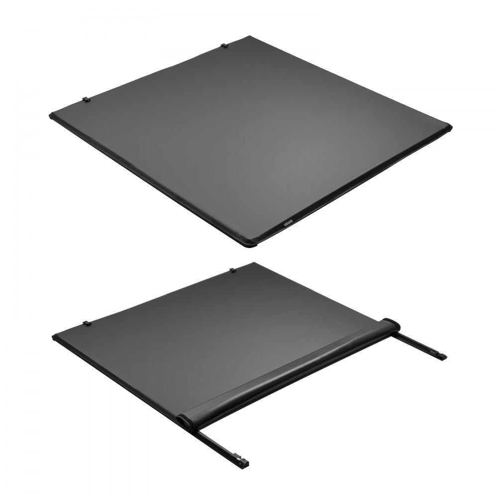 VEVOR Soft Roll-Up Truck Bed Tonneau Cover, Compatible with 2015-2025 Ford F-150, Fits 5.6 ft (5 ft 7 in/67 in) Bed, Triple-Layer Heavy-Duty PVC Tonneau Cover with Three Aluminum Alloy Support Bars