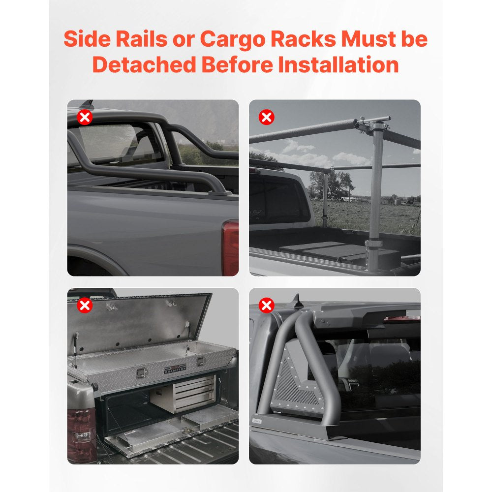 VEVOR Soft Roll-Up Truck Bed Tonneau Cover, Compatible with 2019-2024 Dodge Ram 1500 Classic, 2003-2025 Ram 2500 3500, Fits 6.4 ft (6 ft 4 in/76 in) Bed, PVC Tonneau Cover with Aluminum Alloy Bars
