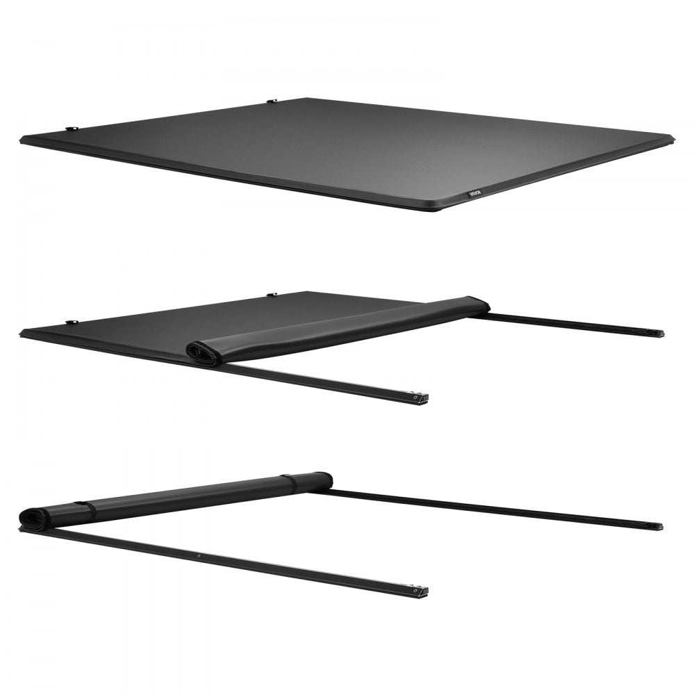VEVOR Soft Roll-Up Truck Bed Tonneau Cover, Compatible with 2019-2024 Dodge Ram 1500 Classic, 2003-2025 Ram 2500 3500, Fits 6.4 ft (6 ft 4 in/76 in) Bed, PVC Tonneau Cover with Aluminum Alloy Bars