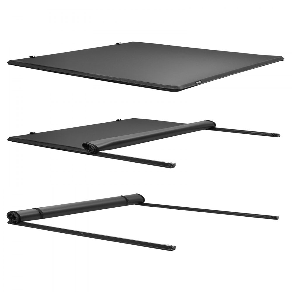 VEVOR Soft Roll-Up Truck Bed Tonneau Cover, Compatible with 2019-2025 Ram 1500 New Body, Fits 5.7 ft (5 ft 7 in/67 in) Bed Without Rambox or Split Tailgate, PVC Tonneau Cover with Aluminum Alloy Bars