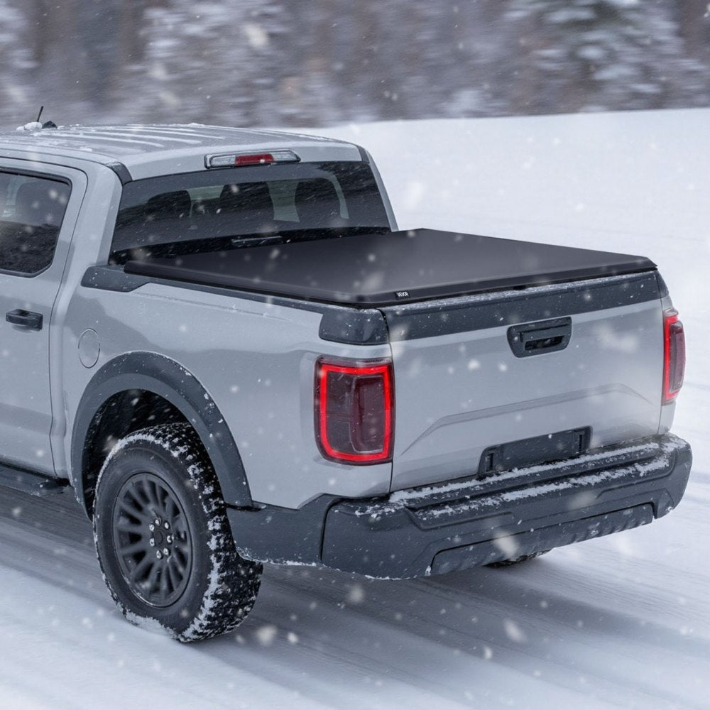 VEVOR Soft Roll-Up Truck Bed Tonneau Cover, Compatible with 2022-2025 Ford Maverick, Fits Styleside 4.5 ft (4 ft 6 in/54 in) Bed, Triple-Layer PVC Tonneau Cover with Three Aluminum Alloy Support Bars