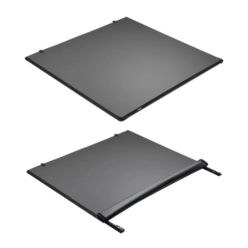 VEVOR Soft Roll-Up Truck Bed Tonneau Cover, Compatible with 2024-2025 Toyota Tacoma (Excl. Trail Edition) with Deck Rail System, Fits 5 ft (60 in) Bed, PVC Tonneau Cover with Three Aluminum Alloy Bars