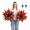 VEVOR Artificial Agave, 28W x 22H 2PCS Fake Agave Plants with Ground Stakes, Sun-Resistant for Home, Garden, Office, Store, Living Room,Porch, Indoor & Outdoor Decor, Realistic Texture Faux Plant, Red