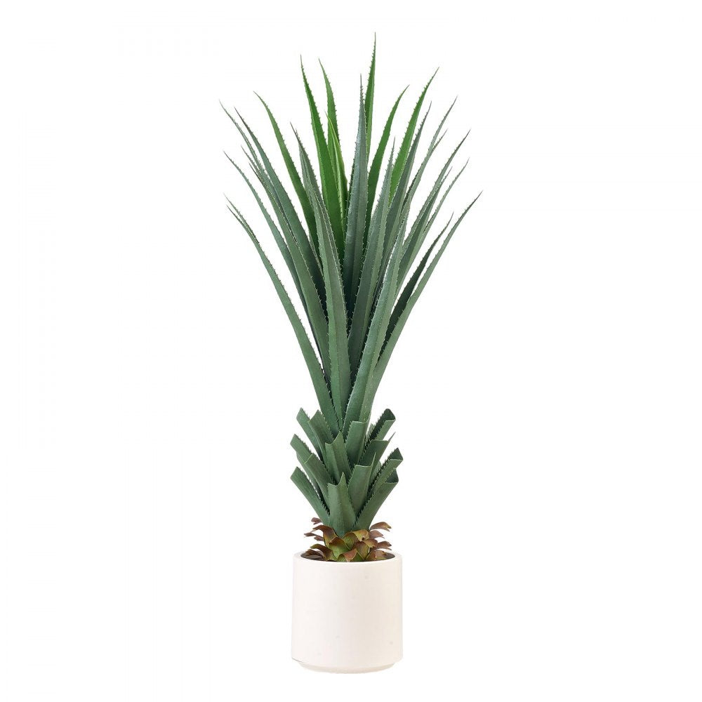 VEVOR Artificial Agave, 48 in Tall Fake Agave Plant with White Pot 1 Pack, Sun-Resistant for Home, Garden, Office, Store, Living Room, Porch, Indoor & Outdoor Decor, Realistic Texture Faux Decor Plant