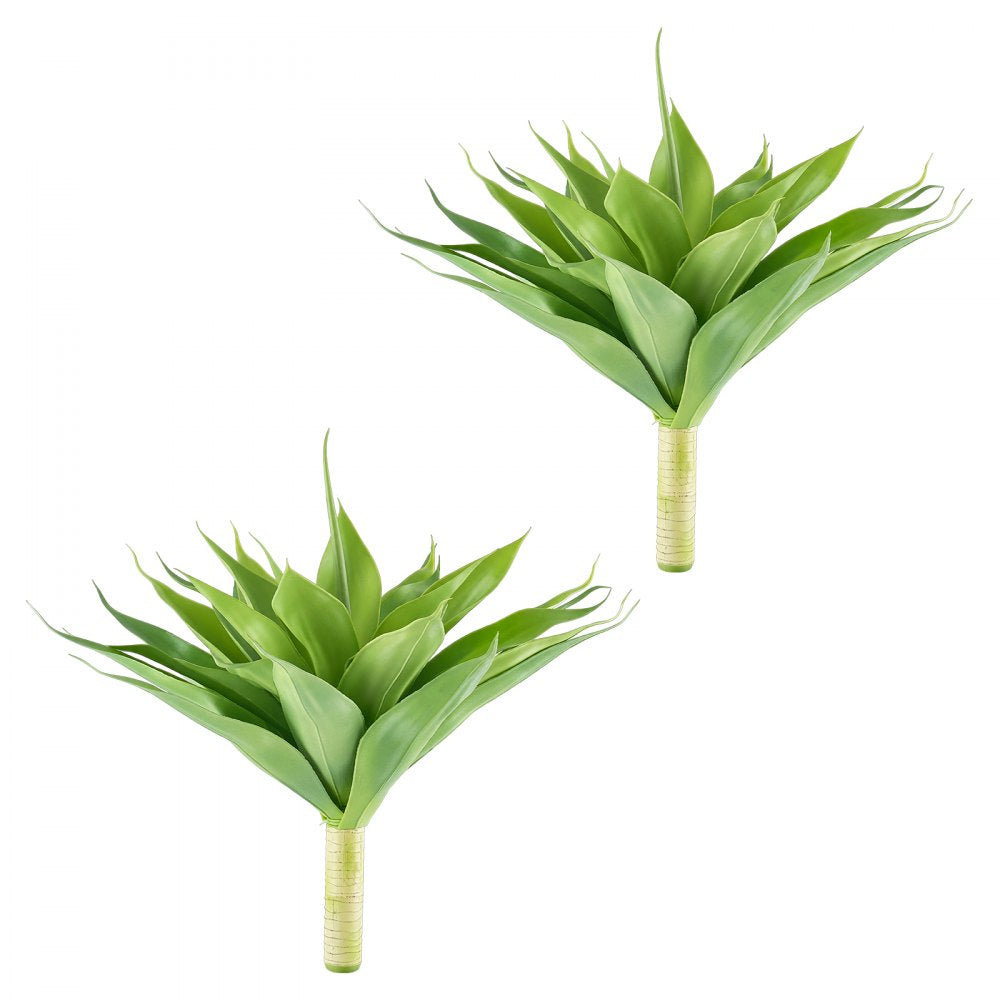 VEVOR Artificial Agave, 28W x 22H 2PCS Fake Agave Plants with Ground Stakes, Sun-Resistant for Home, Garden, Office, Store, Living Room, Porch, Indoor Outdoor Decor, Realistic Texture Faux Plant, Green