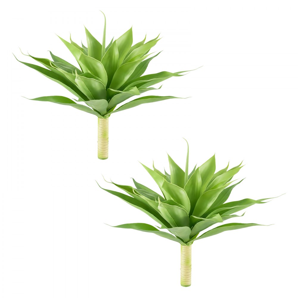 VEVOR Artificial Agave, 28W x 22H 2PCS Fake Agave Plants with Ground Stakes, Sun-Resistant for Home, Garden, Office, Store, Living Room, Porch, Indoor Outdoor Decor, Realistic Texture Faux Plant, Green