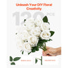 VEVOR Artificial Flowers, 120 pcs Real Looking White Foam Fake Roses Bulk, White Faux Bridal Shower with Stems for DIY Wedding Bouquets, Home Centerpieces Arrangements, Party Tables Decorations