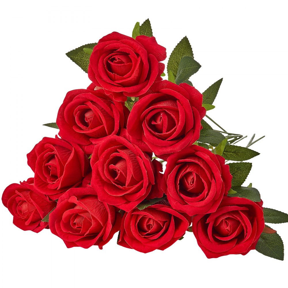VEVOR Artificial Flowers, 500 pcs Real Looking Red Foam Fake Roses Bulk, Faux Red Bridal Shower with Stems for DIY Wedding Bouquets, Home Centerpieces Arrangements, Party Tables Decorations