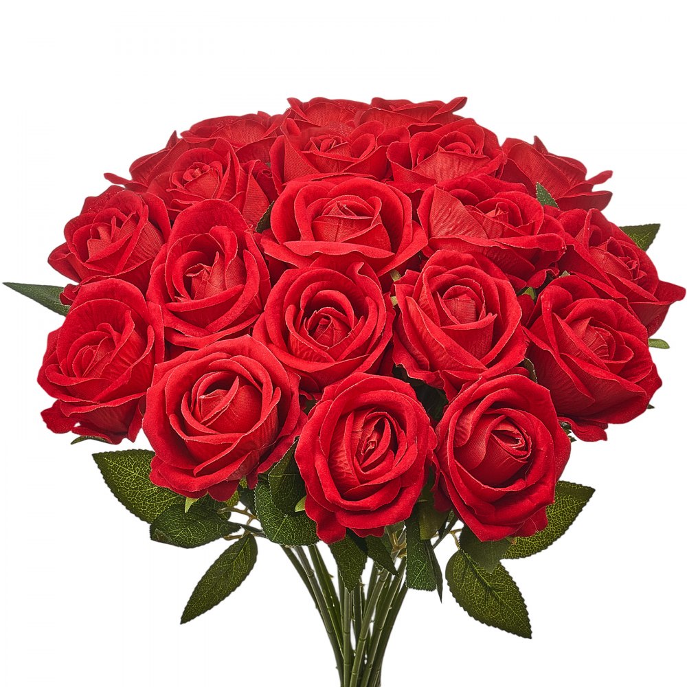 VEVOR Artificial Flowers, 60 pcs Real Looking Red Foam Fake Roses Bulk, Faux Red Bridal Shower with Stems for DIY Wedding Bouquets, Home Centerpieces Arrangements, Party Tables Decorations
