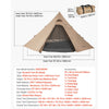 VEVOR Hot Tent for 4 Persons, Camping Tipi Hot Tents with Stove Jack & Inner Tent, Portable Winter Camping Tents with Snow Skirt, Easy Setup, Waterproof 4 Season Shelter Tents for Fishing Backpacking
