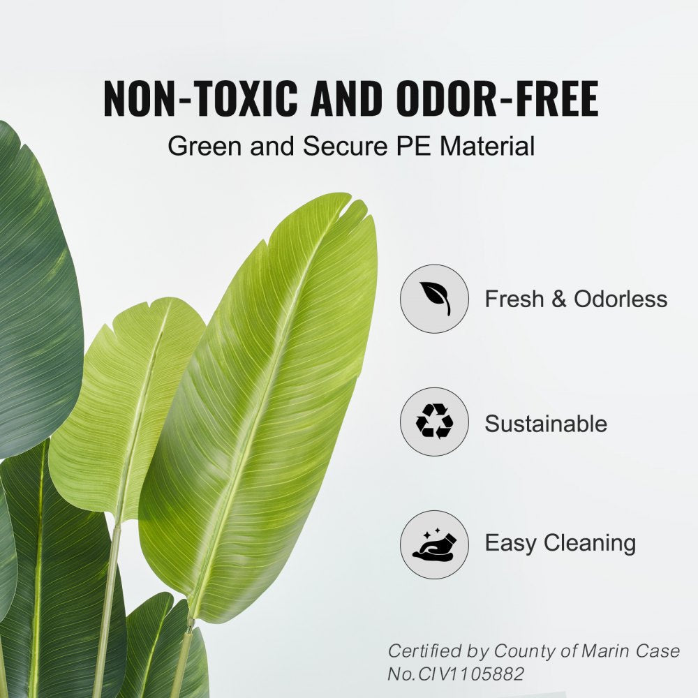 VEVOR Artificial Birds Of Paradise Tree, 5 FT Tall Faux Plant, PE Material & Anti-Tip Tilt Protection Low-Maintenance Plant, Lifelike Green Fake Tree for Home Office Warehouse Decor Indoor Outdoor