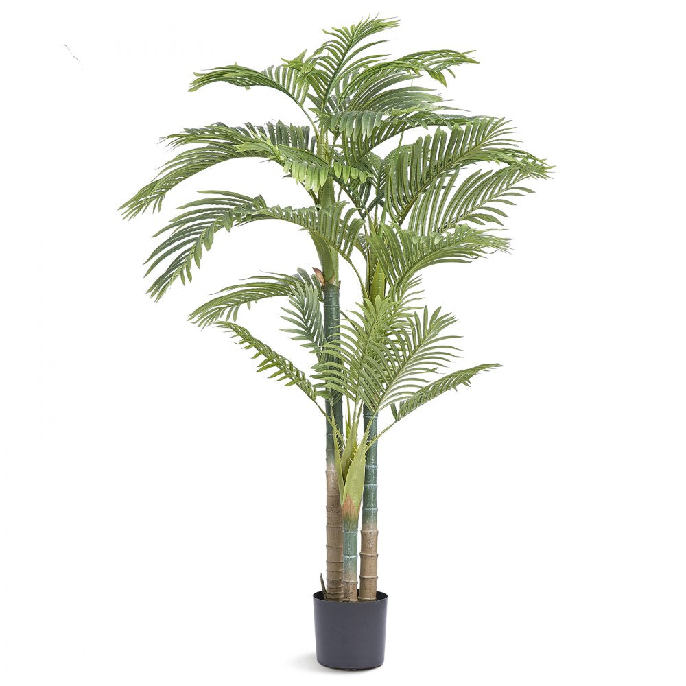 VEVOR Artificial Gold Cane Palm Tree, 6.5 FT Tall Faux Plant, PE Material & Anti-Tip Tilt Protection Low-Maintenance Plant, Lifelike Green Fake Tree for Home Office Warehouse Decor Indoor Outdoor