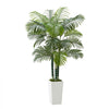 VEVOR Artificial Areca Palm Tree 6 ft, Fake Palm Tropical Plants with White Tall Planter, Faux Floor Silk Plant in Pot, Large Trees for Home Office Living Room Decor House Warming, Indoor Outdoor