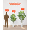 VEVOR Artificial Dracaena Tree 5 ft, Fake Palm Tropical Plants with White Tall Planter, Faux Floor Silk Plant in Pot, Large Trees for Home Office Living Room Decor House Warming, Indoor Outdoor