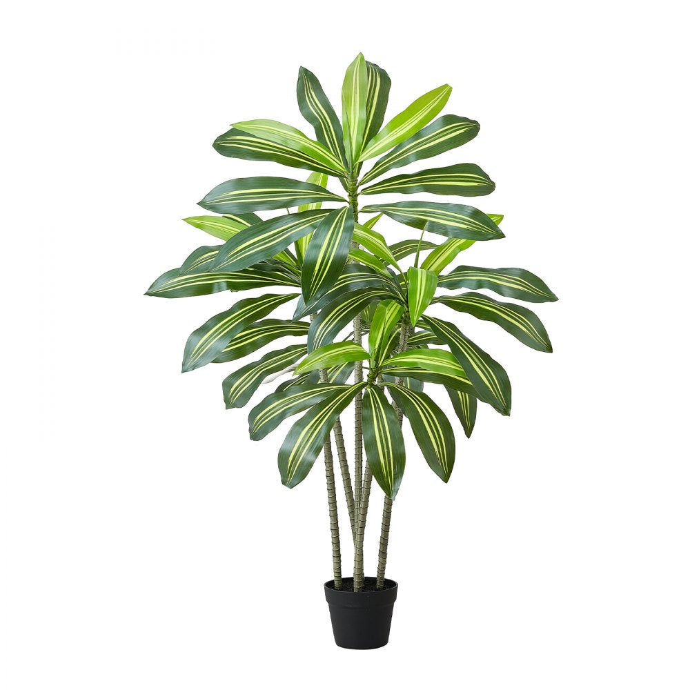 VEVOR Artificial Dracaena Tree 5 ft, Fake Palm Tropical Plants with White Tall Planter, Faux Floor Silk Plant in Pot, Large Trees for Home Office Living Room Decor House Warming, Indoor Outdoor