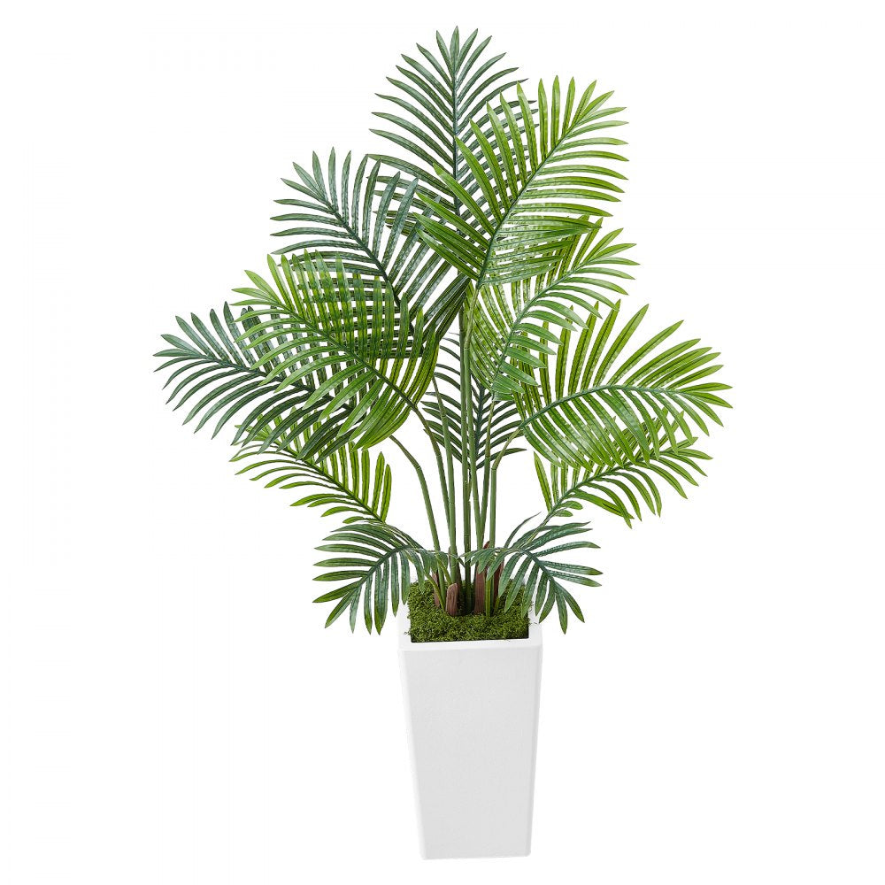 VEVOR Artificial Areca Palms 4 ft, 2 Pack Fake Palm Tropical Plants with White Tall Planter, Faux Floor Silk Plant in Pot, Large Tree for Home Office Living Room Decor House Warming, Indoor Outdoor