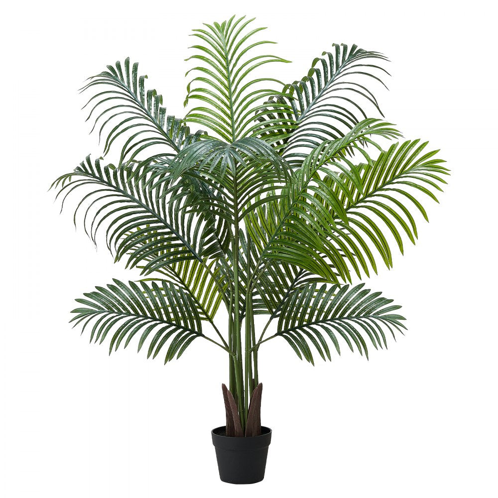 VEVOR Artificial Areca Palm Tree 5 ft, Fake Palm Tropical Plants with White Tall Planter, Faux Floor Silk Plant in Pot, Large Trees for Home Office Living Room Decor House Warming, Indoor Outdoor