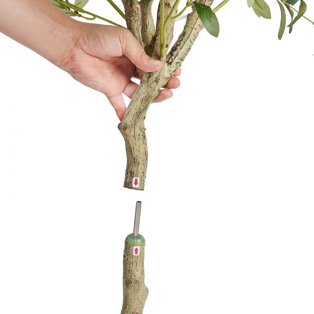 VEVOR Artificial Olive Tree, 5 FT Tall Faux Plant, Secure PE Material & Anti-Tip Tilt Protection Low-Maintenance Plant, Lifelike Green Fake Potted Tree for Home Office Warehouse Decor Indoor Outdoor