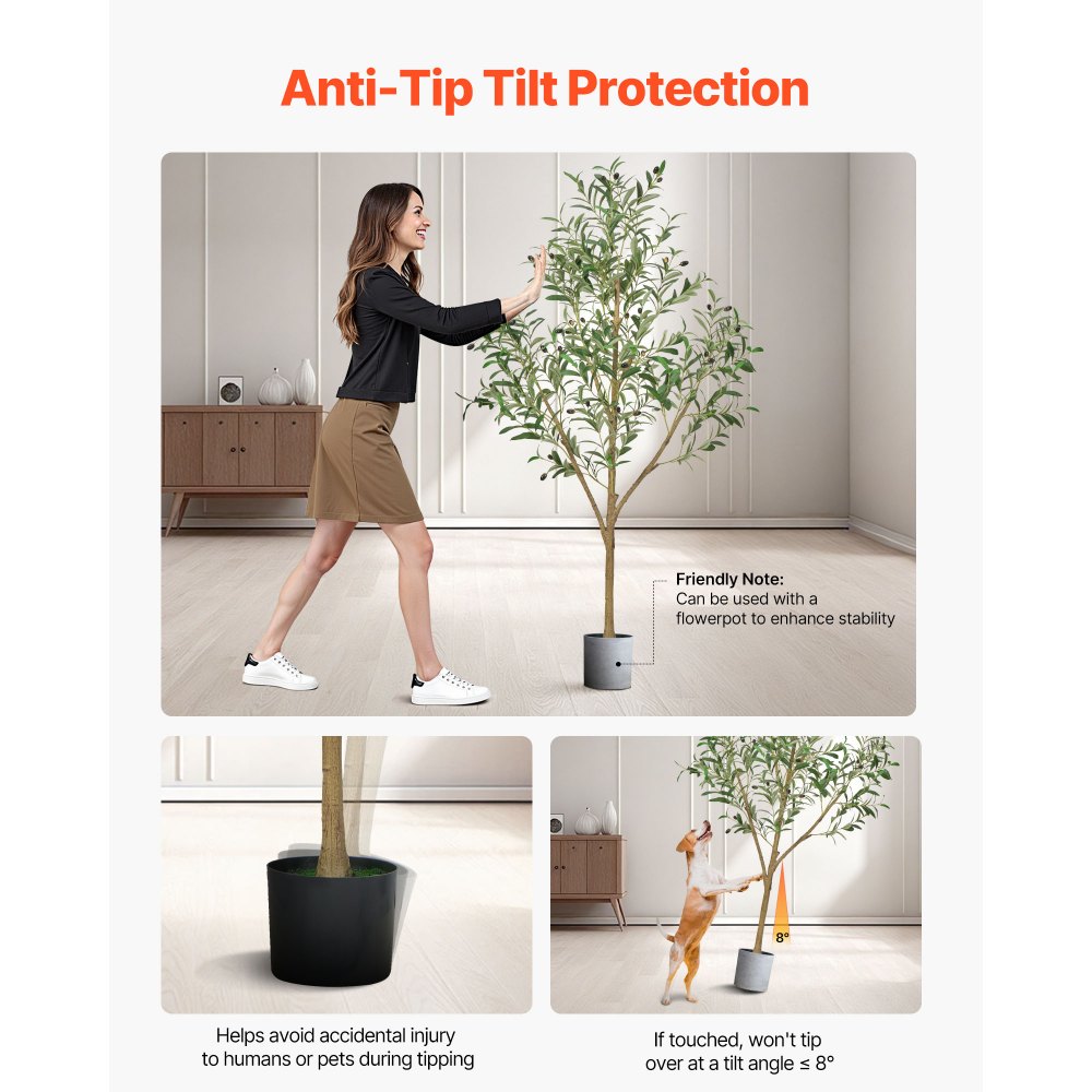 VEVOR 5FT Artificial Olive Tree with Black Pot, Tall Fake Tree with Natural Wood Trunk & Realistic Green Leaves and Fruits, Indoor Faux Plant for Home, Office, Living Room, Corner Decor