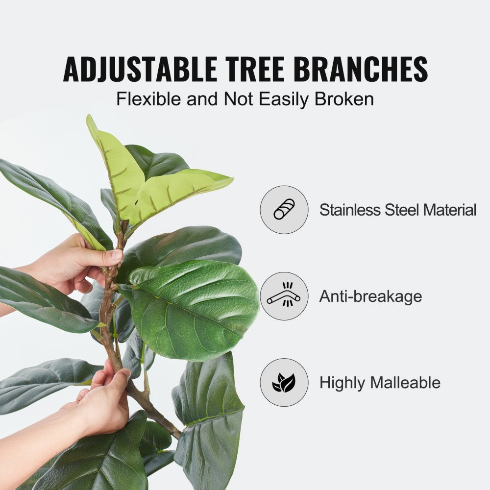 5 ft faux fiddle leaf fig tree VEVOR 5 ft Artificial Fiddle Leaf Fig Tree Pe Material Anti-Tip Lifelike Green Faux Plant For Indoor Outdoor Decor